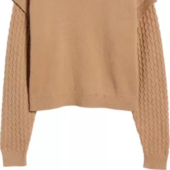 Open Edit Stitch Sleeve Cotton Blend Sweater in Natural Size 1X - Picture 3 of 15
